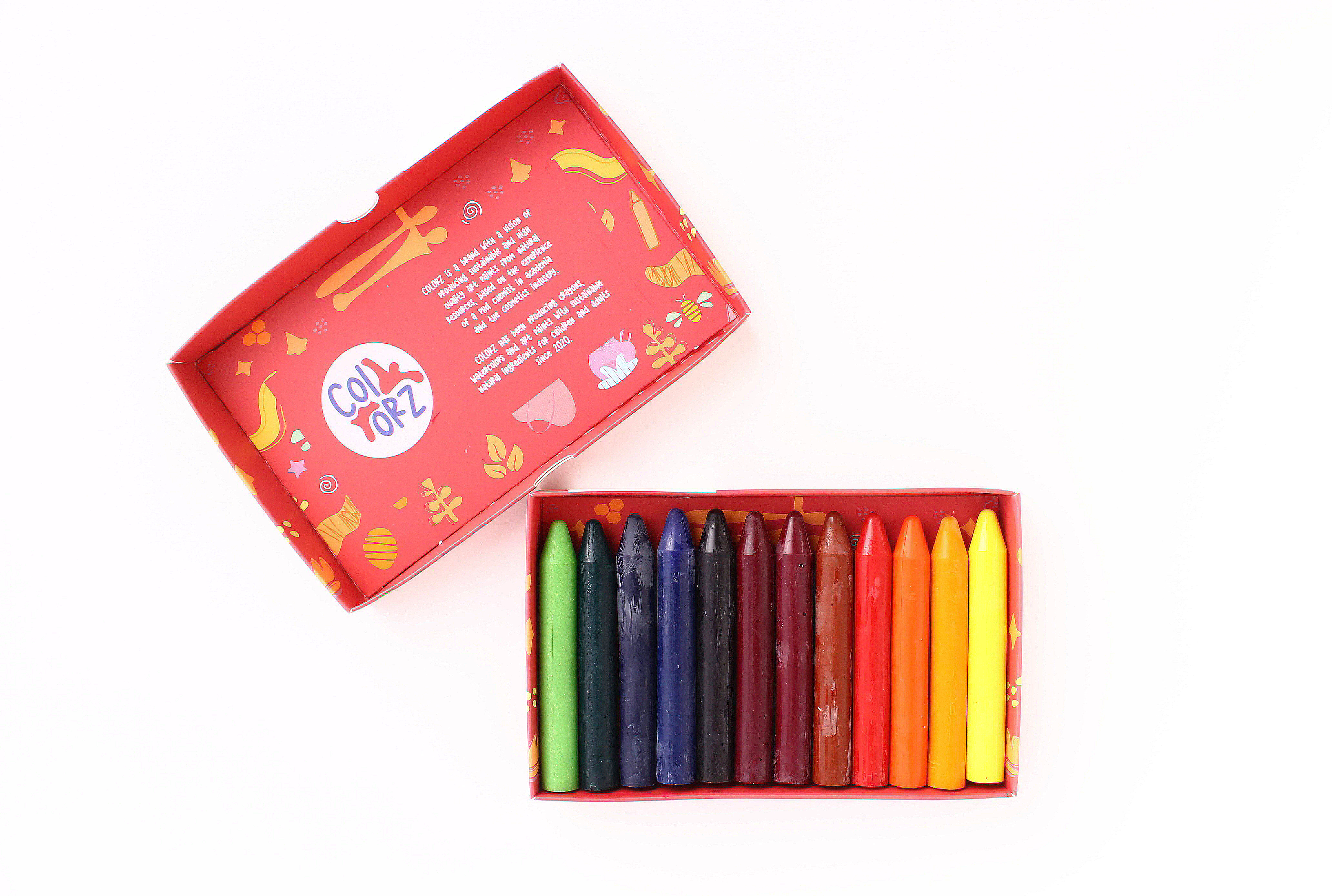 Crayons de cire d'abeille naturels - 12 couleurs