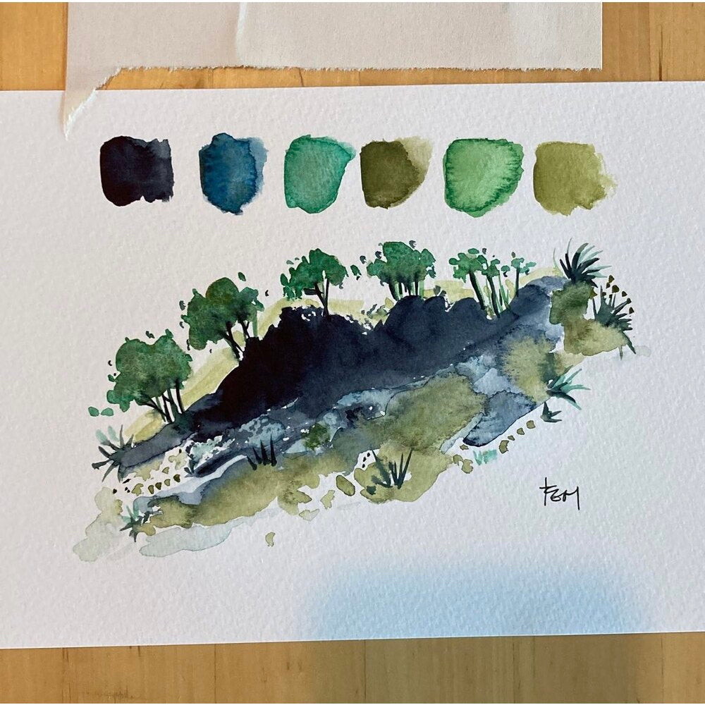 Handgemaakte FZ Trio 3 Forest Watercolour proefset