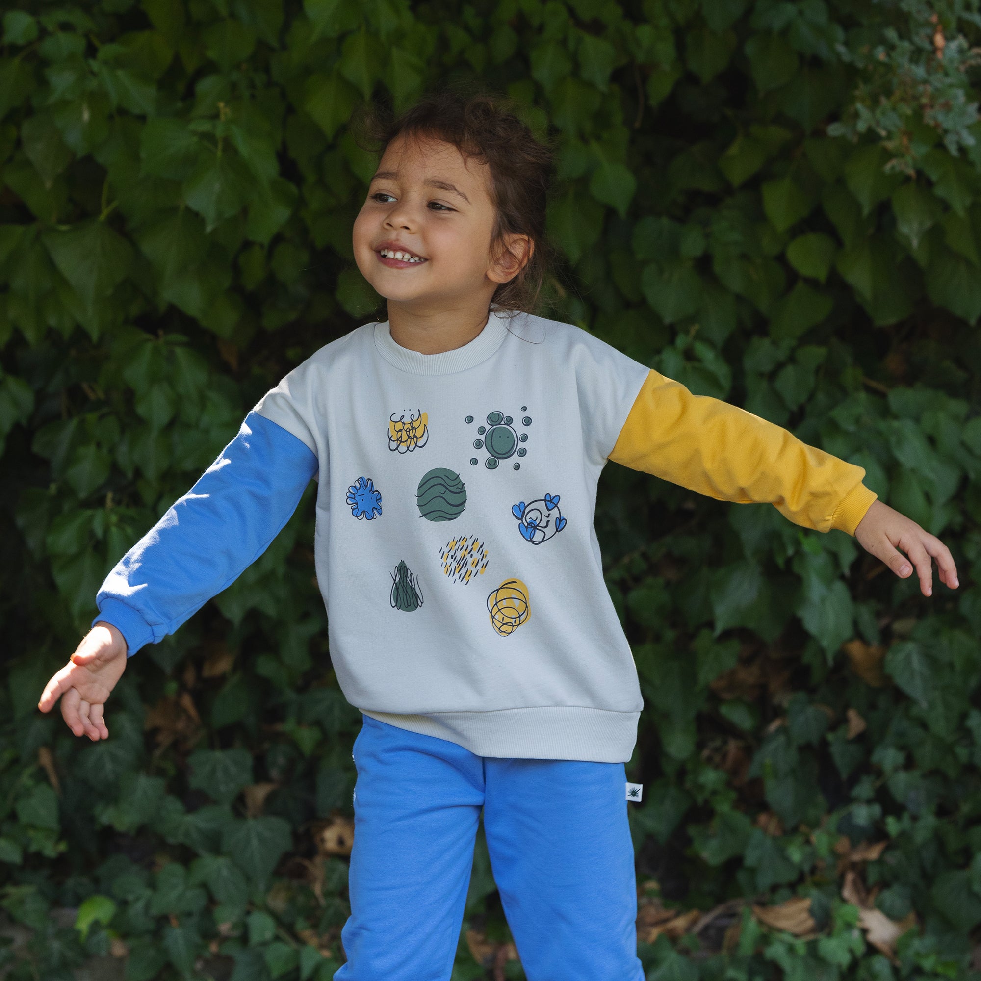 Sweat-shirt multicolore « Grow » - Safran et bleu