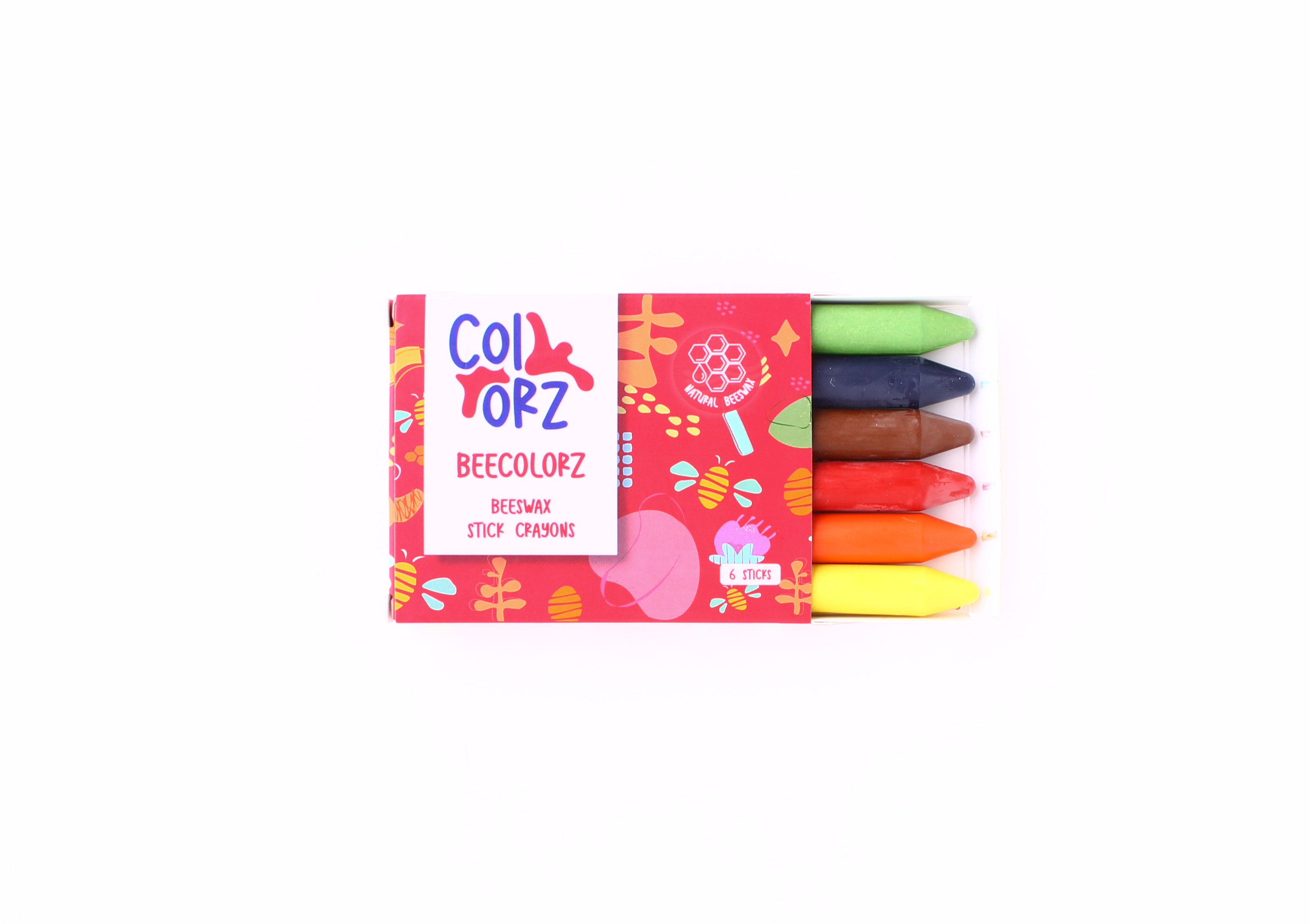 Crayons de cire d'abeille naturels - 6 couleurs