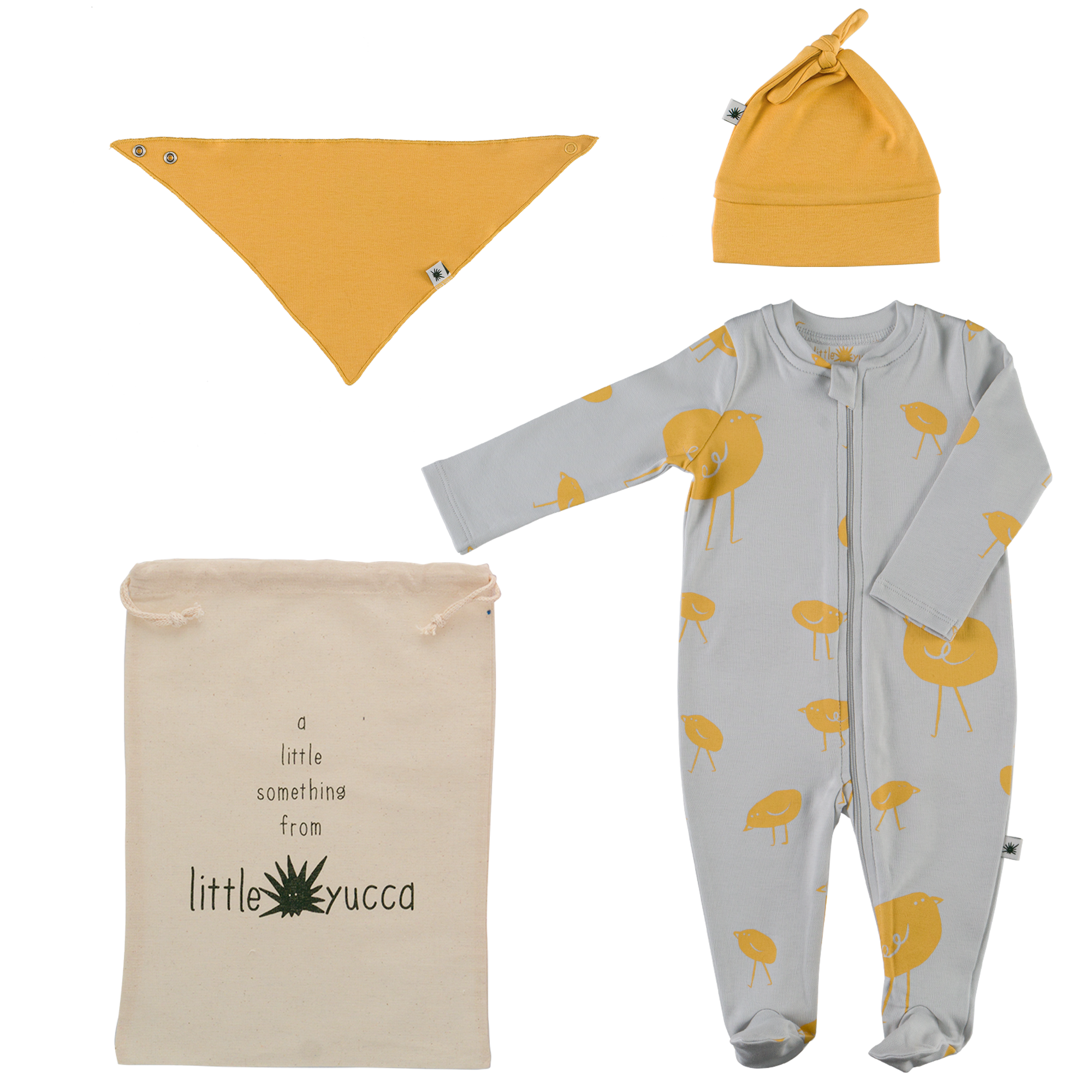 "Welcome" Baby Set - Light Grey & Saffron Yellow